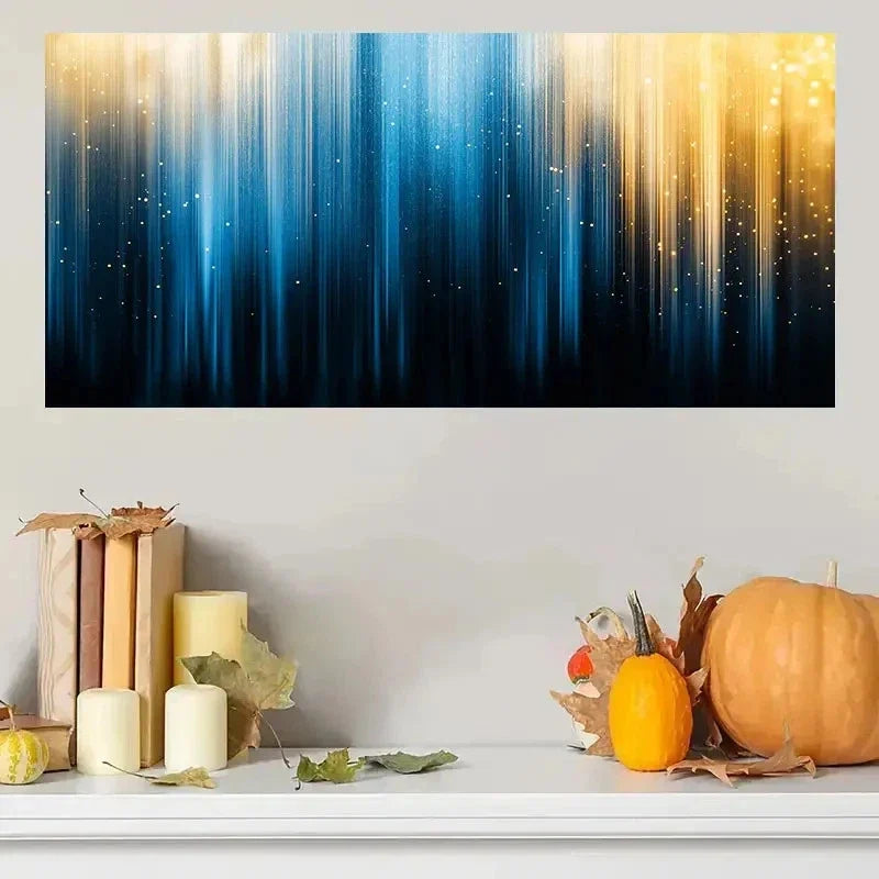 Soft Blue And Golden Light Wall Art Canvas Office Home Room Framed 120x60cm
