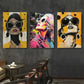 3pcs Stylish Women with Bold Fashion Glasses Metal Print Ready to Hang Art