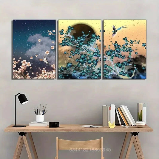 3pcs Beautiful flowers, plum blossoms Metal Print Ready to Hang Art
