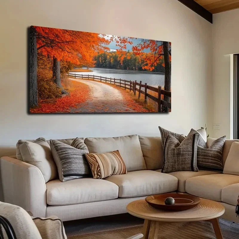 Red Maple Leaf Suitable Wall Art canvas office home room framed 120x60cm