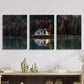 3pcs Tranquil Lakeside Villas Reflection Metal Print Ready to Hang Art