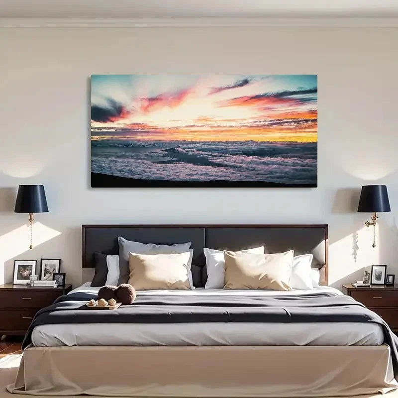Vibrant Sky Contrast Modern Wall Art Canvas Office Home Room Framed 120x60cm