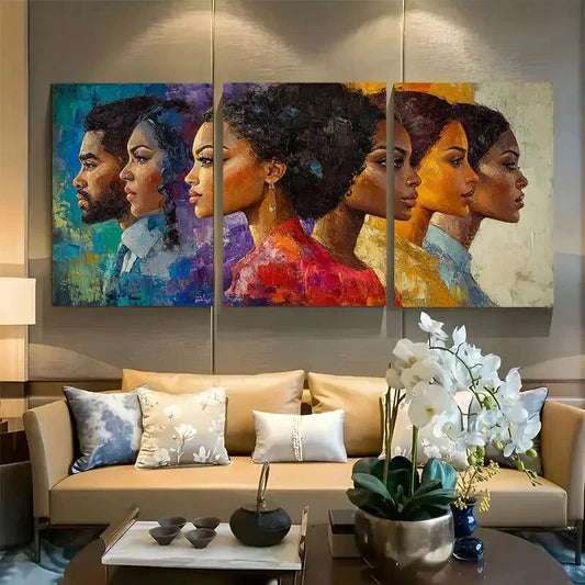 3pcs Diverse Faces in Church Gathering Metal Print Ready to Hang Art