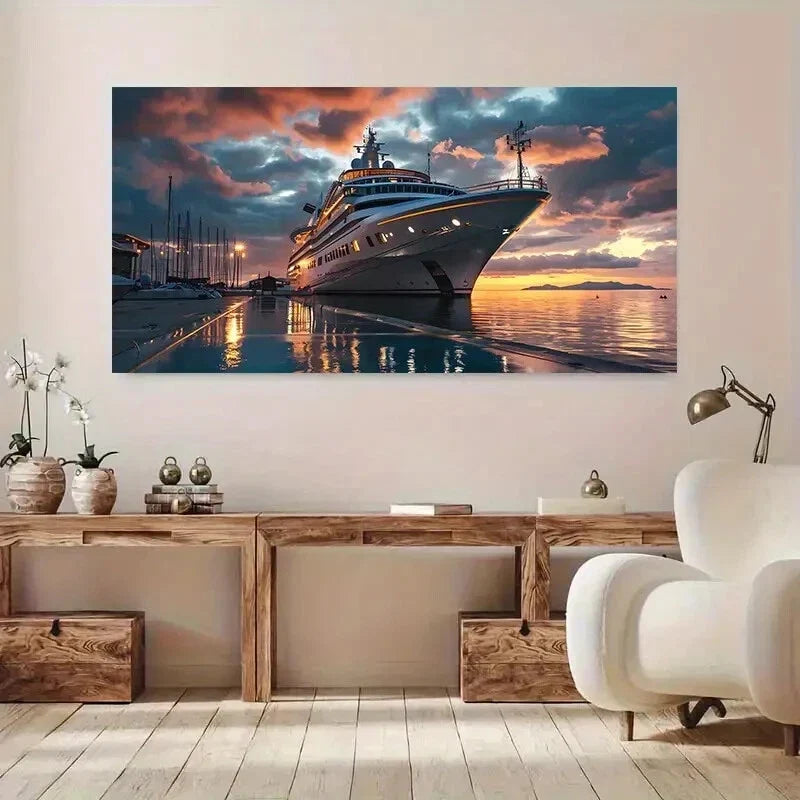 Modern Luxurious Cruise Vessel Wall Art Canvas Office Home Room Framed 80x45cm