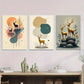3pcs Deer Themed Abstract Forest Golden Wall Art Set Canvas Framed 40x60cm - High Quality Print 100% Australian Made Wall Canvas Ready to Hang
