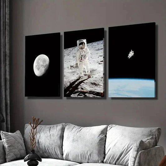 3pcs Space Exploration Science Fiction Themed Wall Art Set Canvas Framed 40x60cm - High Quality Print 100% Australian Made Wall Canvas Ready to Hang