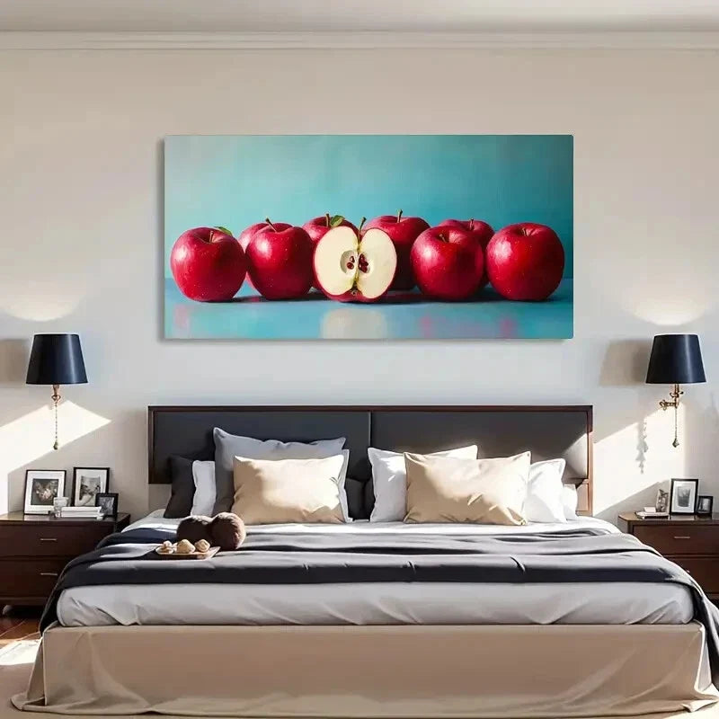 Transverse Oriented Apples Wall Art Canvas Office Home Room Framed 120x60cm