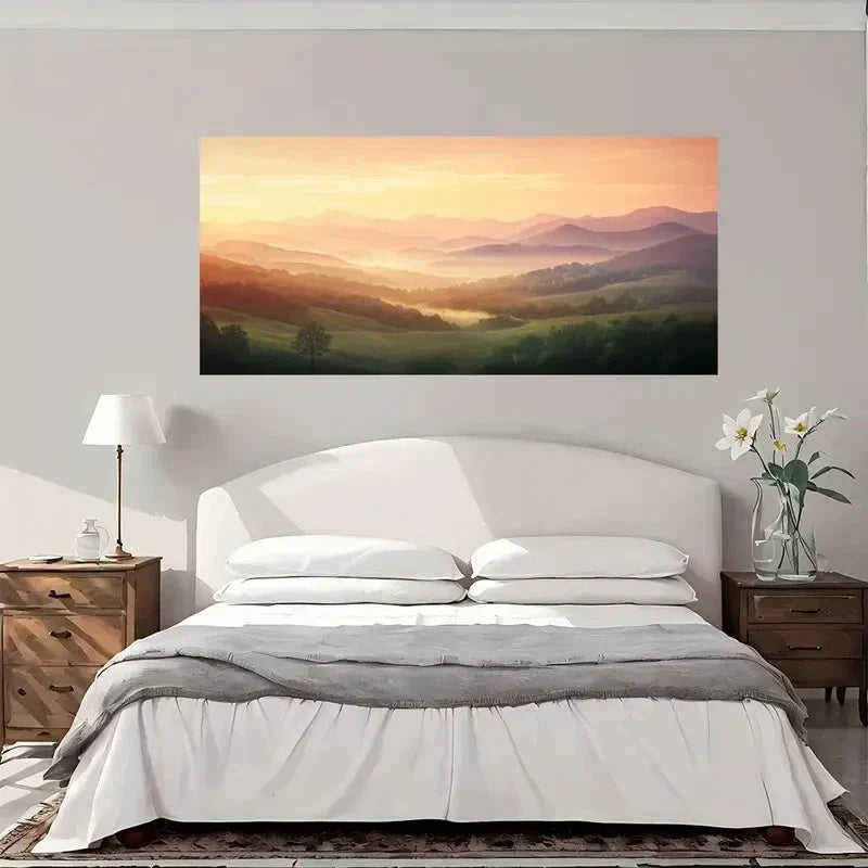Modern Vintage Mountain Wall Art Canvas Office Home Room Framed 120x60cm