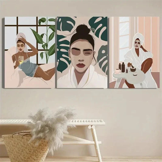 3pcs Self care art, wine lover art, feminism Metal Print Ready to Hang Art