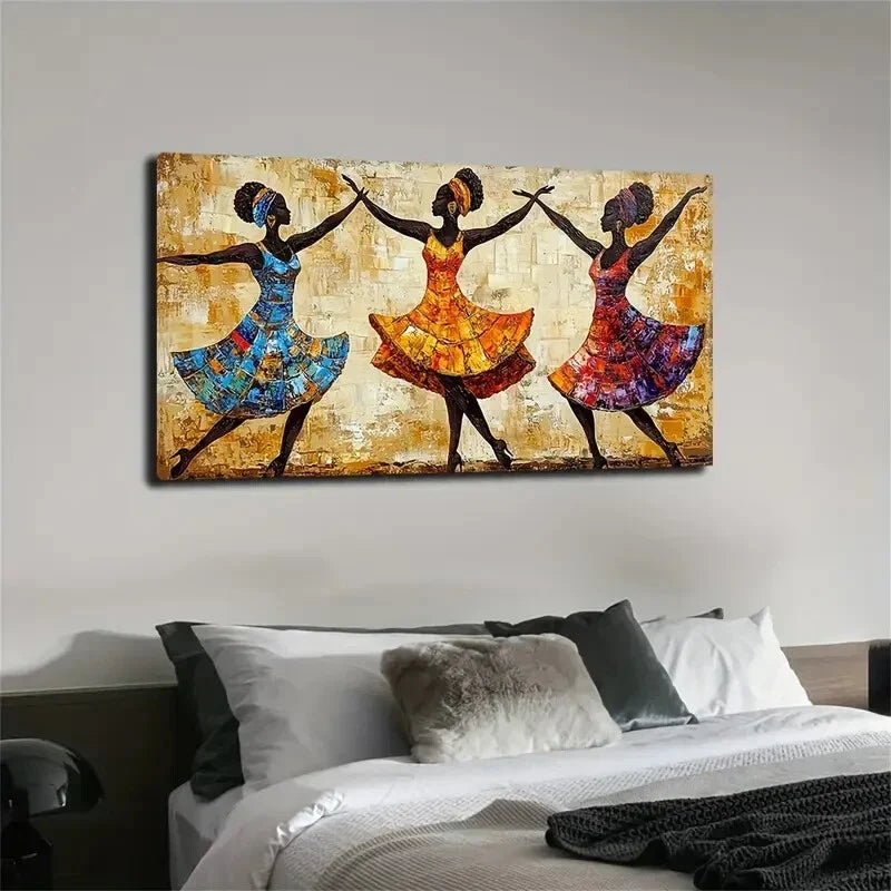 Three Dark-Light Beige Girls Wall Art Canvas Office Home Room Framed 120x60cm