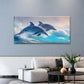 Dolphins in Ocean Waves Wall Art Canvas Office Home Room Framed 80x45cm