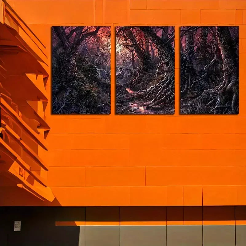 3pcs Enchanting Purple Forest Canvas Framed 40x60cm - High Quality Print 100% Australian Made Wall Canvas Ready to Hang