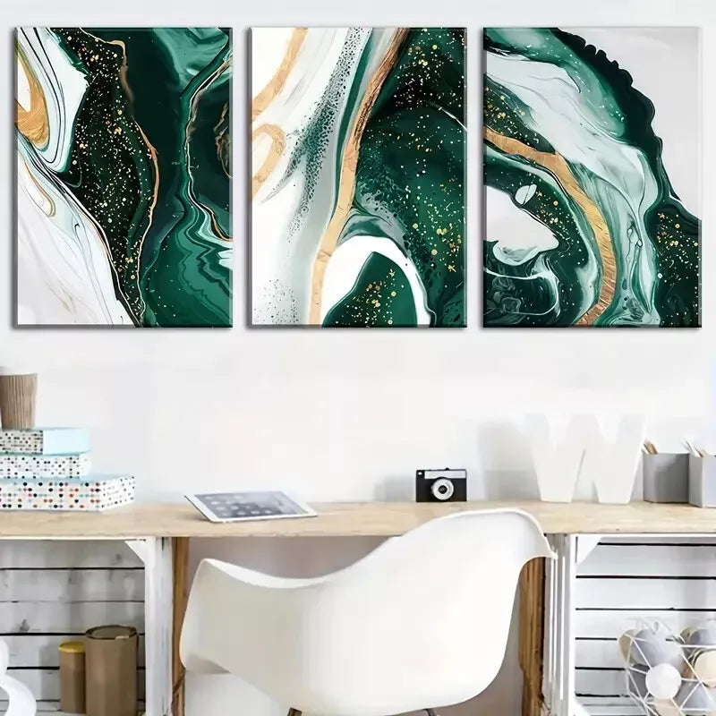 3pcs  Marble Patterned Abstract Ink Wall Art Set Canvas Framed 40x60cm - High Quality Print 100% Australian Made Wall Canvas Ready to Hang