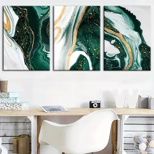3pcs  Marble Patterned Abstract Ink Wall Art Set Canvas Framed 40x60cm - High Quality Print 100% Australian Made Wall Canvas Ready to Hang