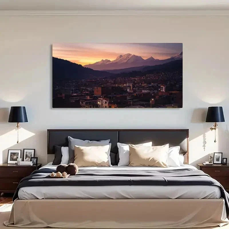 Sunset Over Huaraz Peru Wall Art Canvas Office Home Room Framed 120x60cm