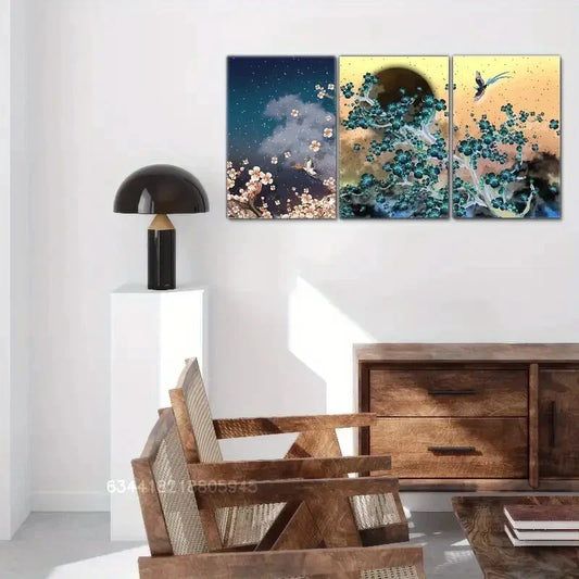 3pcs Beautiful flowers, plum blossoms Metal Print Ready to Hang Art