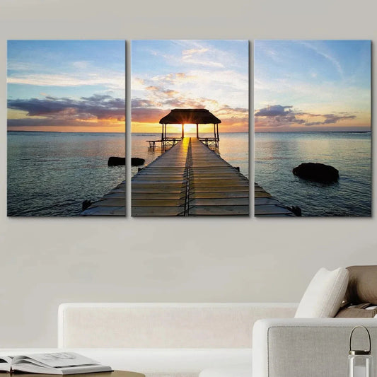 3pcs Calmness at Sunset Giclee Beautiful Metal Print Ready to Hang Art