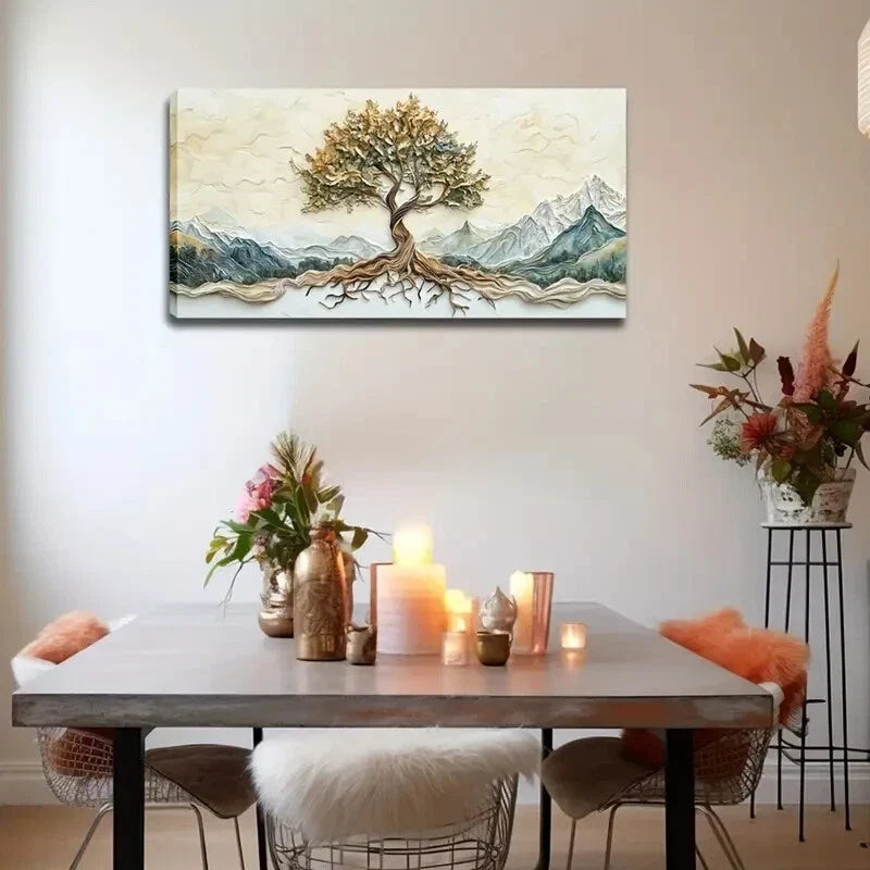 Mix Of Yellow And Green Leaves Wall Art Canvas Office Home Room Framed 120x60cm