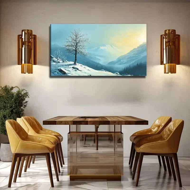 Winter Sunset Perfect Wall Art Canvas Office Home Room Framed 80x45cm