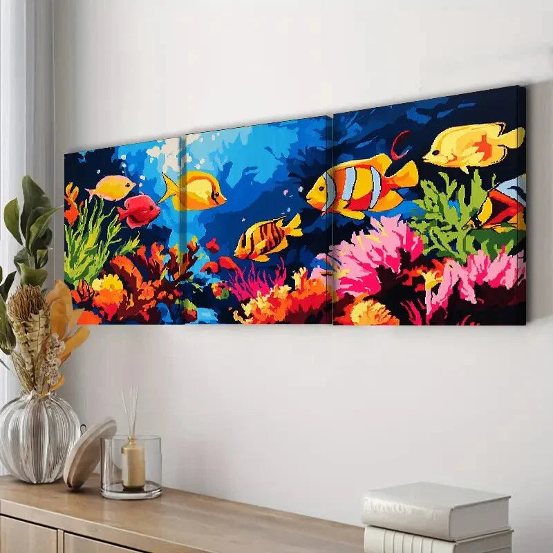 3pcs Tropical Fish Sea Colorful Ocean Perfect Wall Art Set Canvas Framed 40x60cm - High Quality Print 100% Australian Made Wall Canvas Ready to Hang