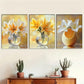 3pcs Yellow And White Lily Prints in Glass Vase Metal Print Ready to Hang Art