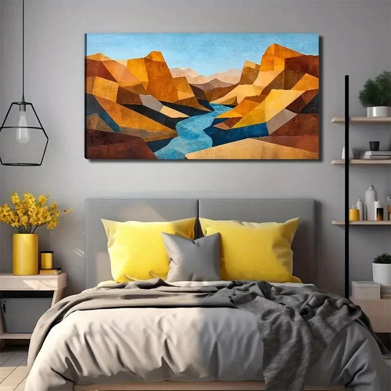 Mountain And Stream Perfect Wall Art Canvas Office Home Room Framed 120x60cm