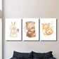 3pcs Charming Animal Bunny and Bear Metal Print Ready to Hang Art