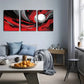 3pcs Red And Black Color Rotating Abstract Metal Print Ready to Hang Art