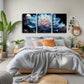 3pcs Exquisite Design Blooming White for Lotus   Wall Art Set Canvas Framed 40x60cm - High Quality Print 100% Australian Made Wall Canvas Ready to Hang