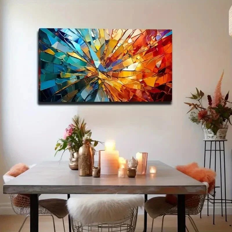Bursting Through Design Wall Art Canvas Office Home Room Framed 80x45cm