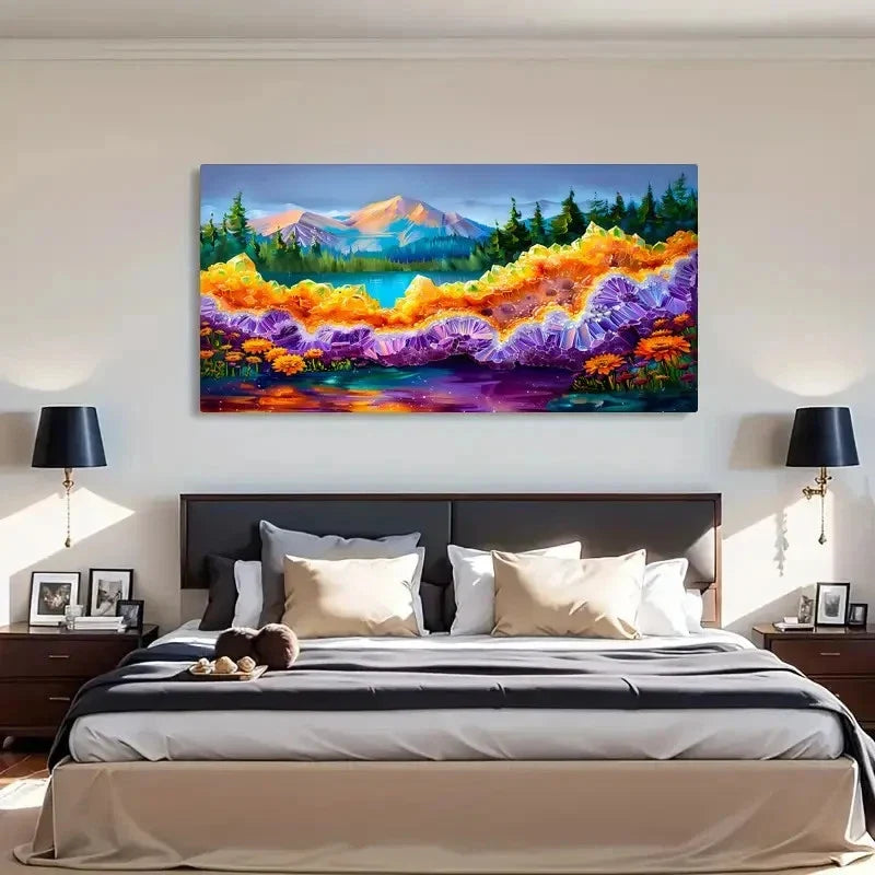Snowy Mountain Lake & Fantasy Wall Art Canvas Office Home Room Framed 120x60cm
