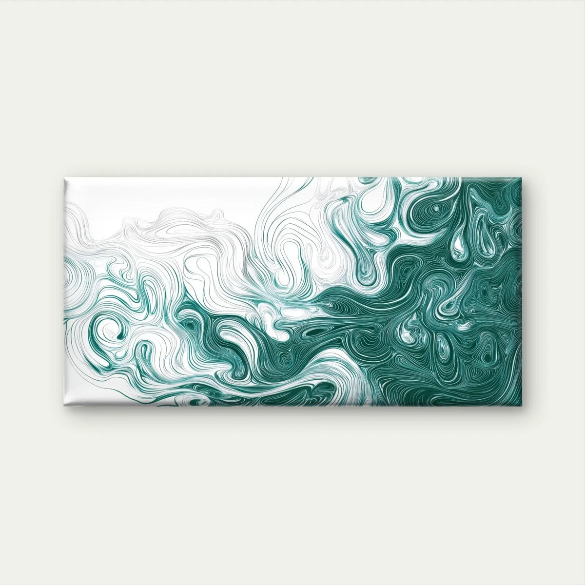 Abstract Green and White Fluid Paint Wall Art Canvas Office Home Framed 120x60cm