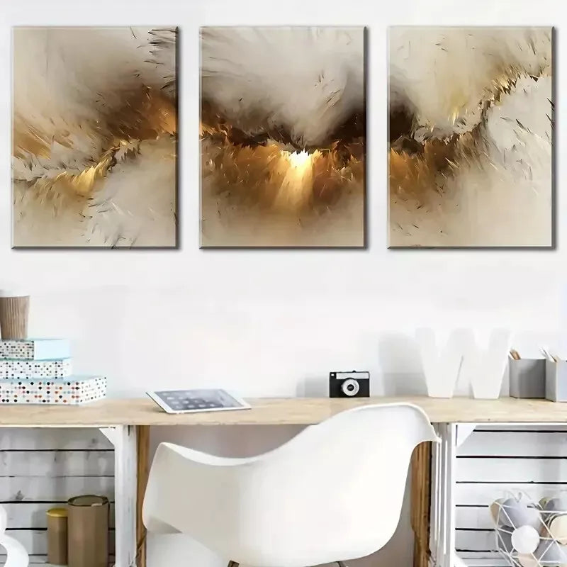 3pcs Simple Style Modern Art, Abstract Orange  Wall Art Set Canvas Framed 40x60cm - High Quality Print 100% Australian Made Wall Canvas Ready to Hang