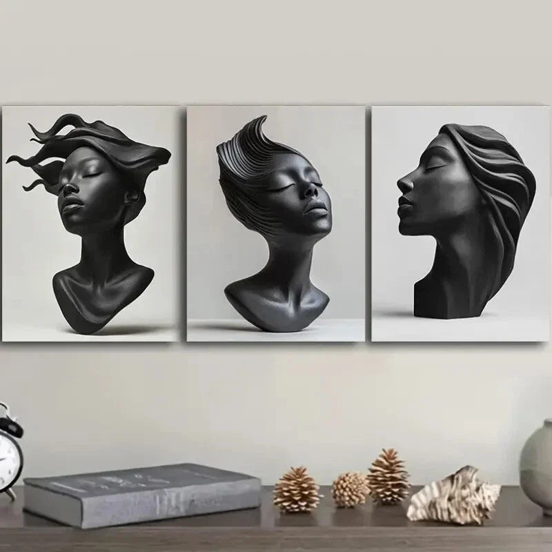 3pcs Matte Luxurious Classic Modern Sculptures Wall Art Set Canvas Framed 40x60cm - High Quality Print 100% Australian Made Wall Canvas Ready to Hang