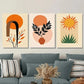 3pcs Boho Style Modern Abstract Sun Wall Art Set Canvas Framed 40x60cm - High Quality Print 100% Australian Made Wall Canvas Ready to Hang