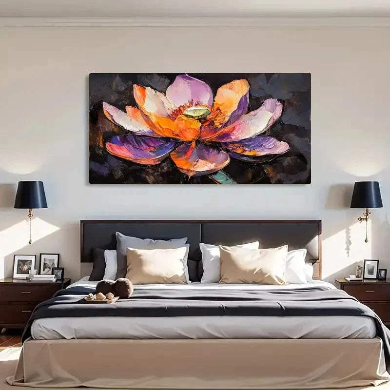 Purple & Orange Brushstrokes Wall Art Canvas Office Home Room Framed 120x60cm