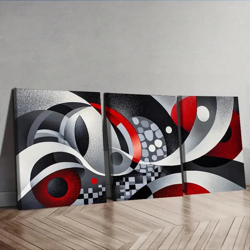 3pcs Spiral of gray shadows Painting Wall Art Set Canvas Framed 40x60cm - High Quality Print 100% Australian Made Wall Canvas Ready to Hang