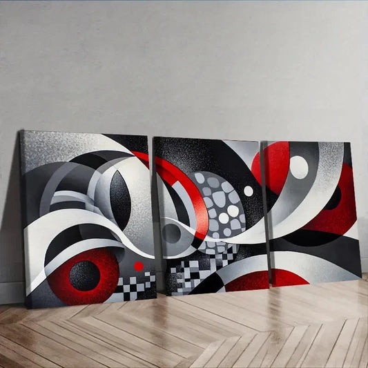3pcs Spiral of gray shadows Painting Wall Art Set Canvas Framed 40x60cm - High Quality Print 100% Australian Made Wall Canvas Ready to Hang