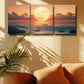 3pcs Vibrant Moonrise over Ocean with Waves Metal Print Ready to Hang Art