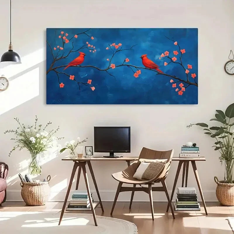 Vibrant Abstract Floral Retro Wall Art Canvas Office Home Room Framed 120x60cm
