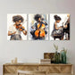 3pcs Black Musical Instrument African American Metal Print Ready to Hang Art