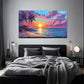 Summer Seascape Watercolor Wall Art Canvas Office Home Room Framed 80x45cm