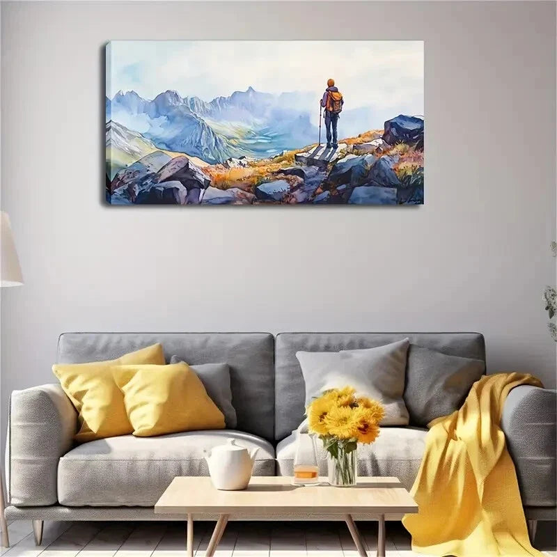 Realistic Mountain Climber Wall Art Canvas Office Home Room Framed 120x60cm
