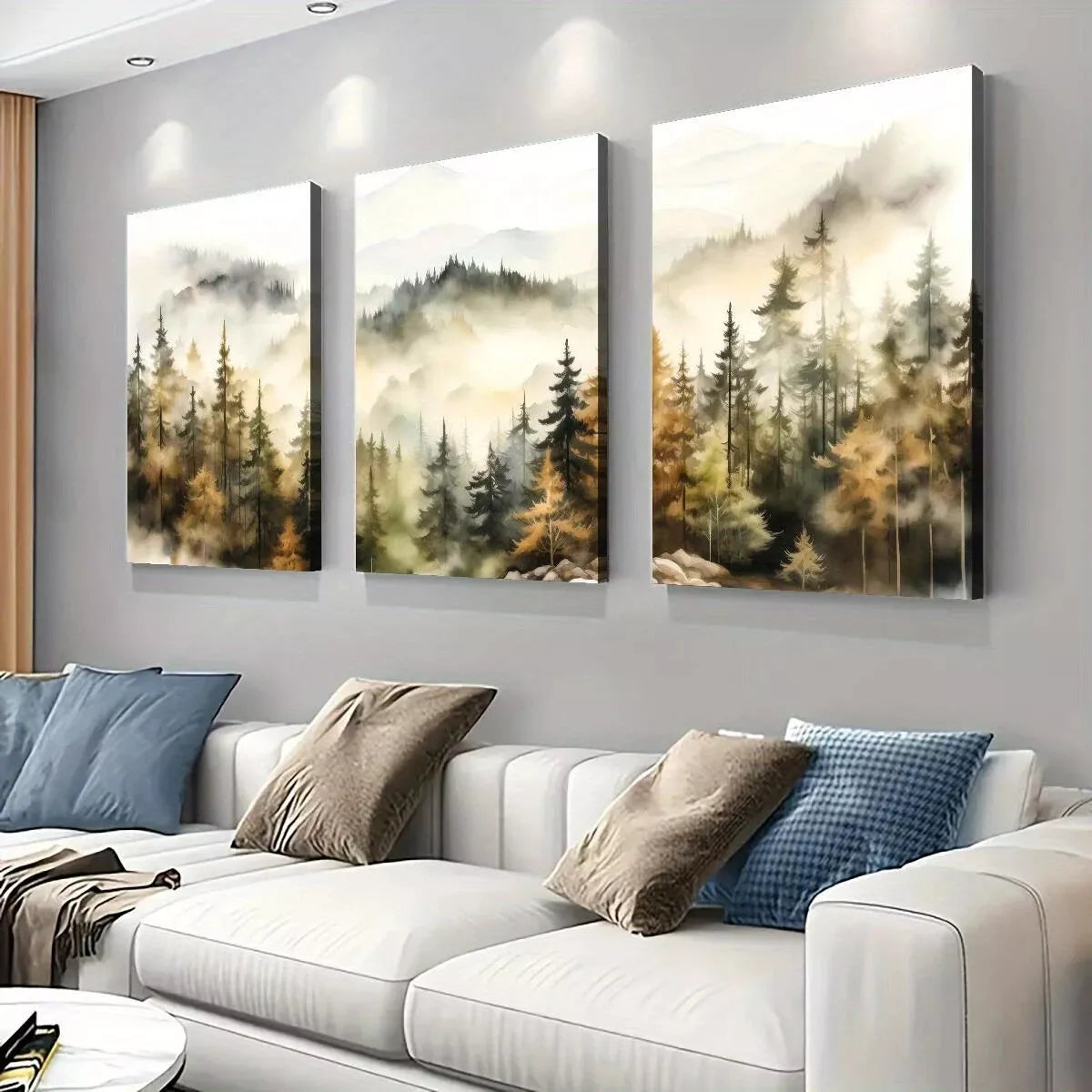3pcs Forest Scenery Autumn Forest Modern  Wall Art Set Canvas Framed 40x60cm - High Quality Print 100% Australian Made Wall Canvas Ready to Hang