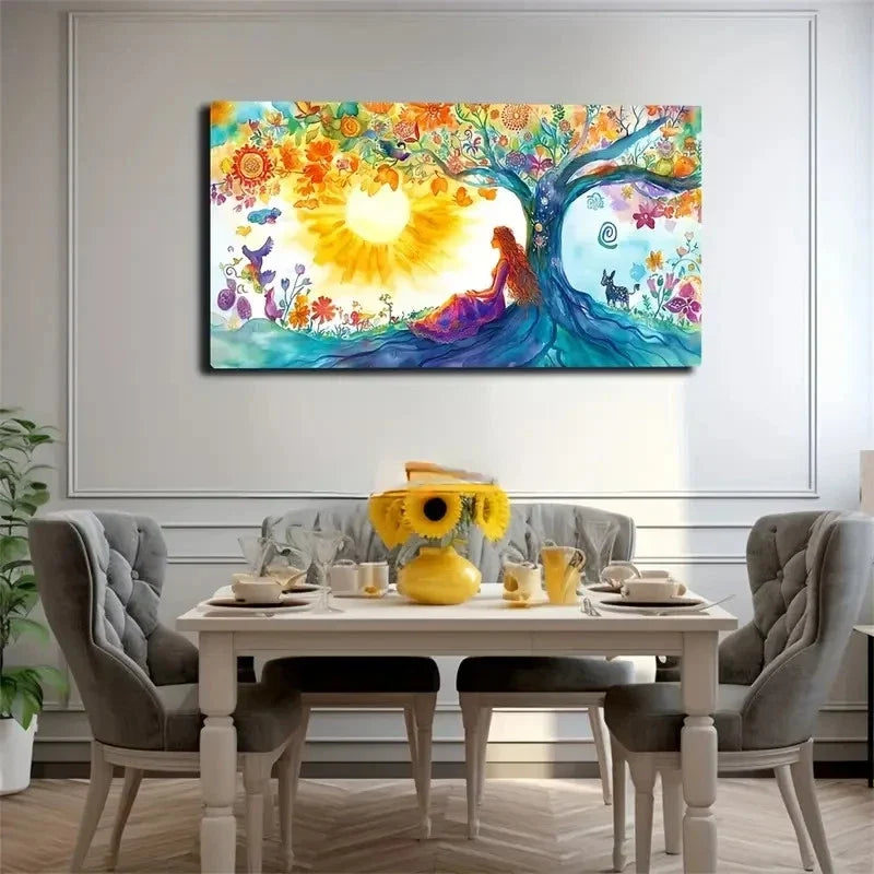 Enchanting Tree With Colorful Wall Art Canvas Office Home Room Framed 120x60cm