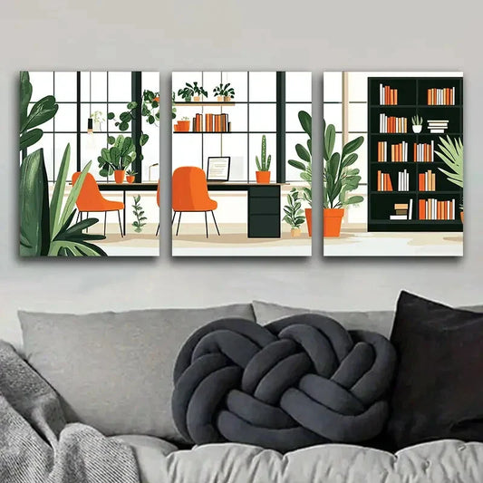 3pcs Houseplants Painting Modern Home Perfect Wall Art Set Canvas Framed 40x60cm - High Quality Print 100% Australian Made Wall Canvas Ready to Hang