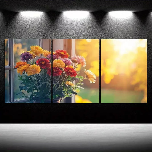 3pcs triple mural painting set Flowers Canvas Framed 40x60cm - High Quality Print 100% Australian Made Wall Canvas Ready to Hang
