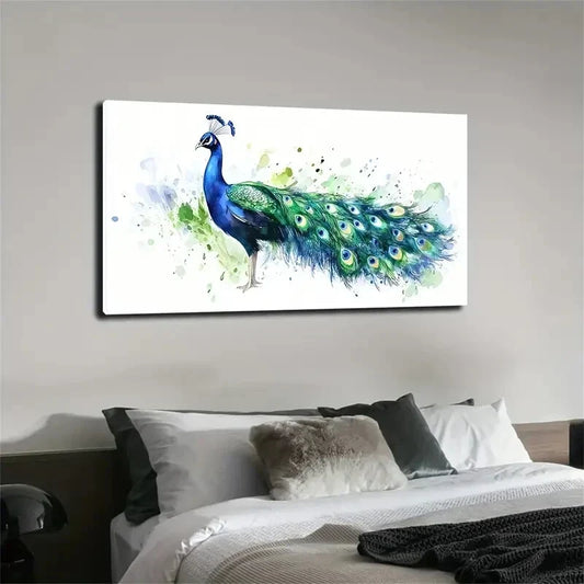 Peacock Nordic Style Décor Wall Art Canvas Office Home Room Framed 120x60cm