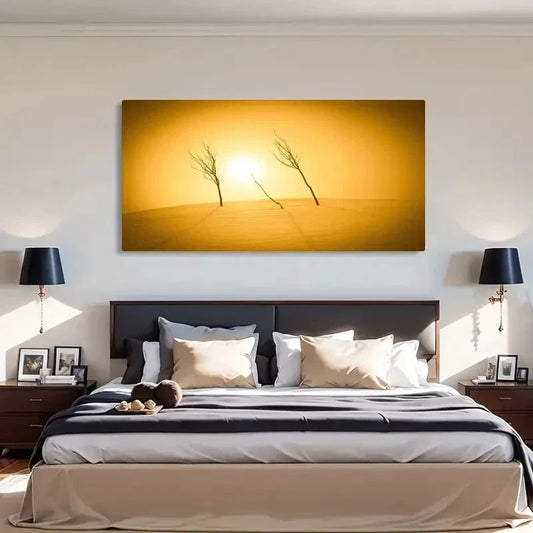 Bare Trees Silhouette Warm Wall Art Canvas Office Home Room Framed 80x45cm