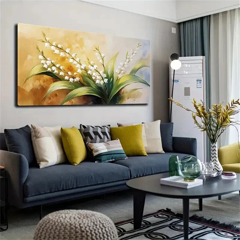 Bloom with Emerald Green Leaves Wall Art Canvas Office Home Room Framed 120x60cm